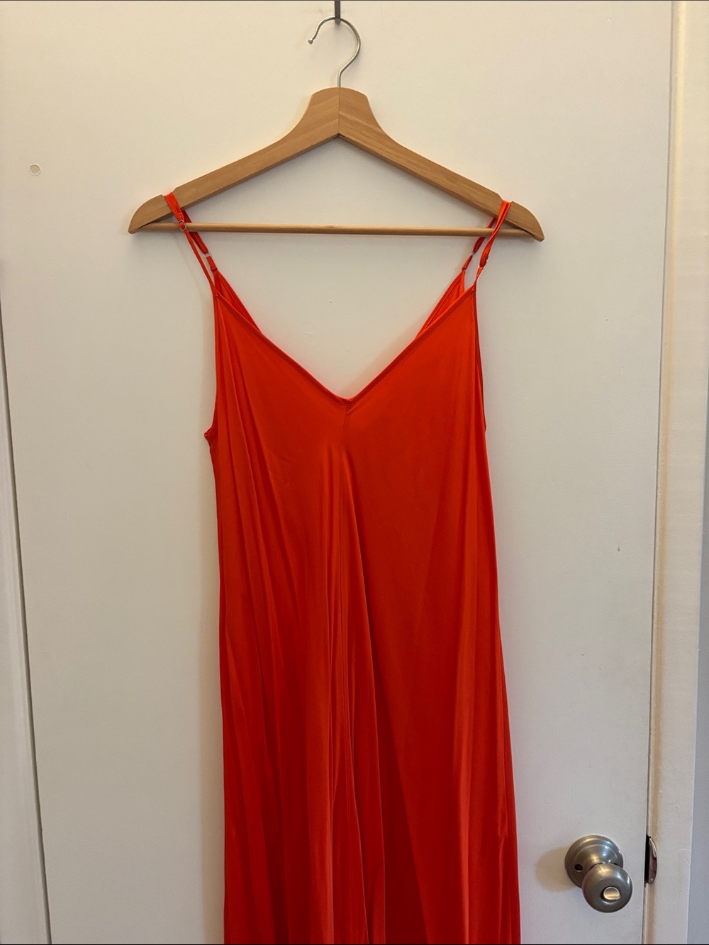 L'AGENCE Vibrant Orange Satin Slip Dress